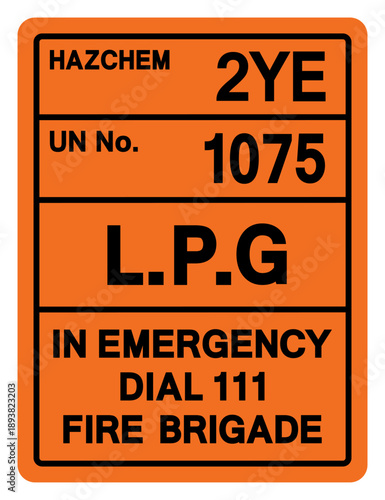 Hazard Chemical LPG UN 1075 Symbol Sign, Vector Illustration, Isolate On White Background, Label.EPS10