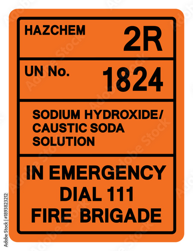 Hazard Chemical Sodium Hydroxide Caustic Soda Soluton UN 1824 Solution Symbol Sign, Vector Illustration, Isolate On White Background, Label. EPS10
