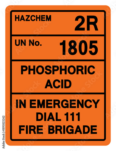 Hazard Chemical Phosphoric Acid UN 1805 Symbol Sign, Vector Illustration, Isolate On White Background, Label.EPS10