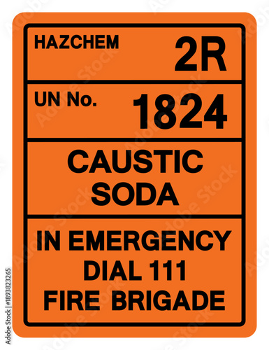 Hazard Chemical Caustic Soda UN 1824 Solution Symbol Sign, Vector Illustration, Isolate On White Background, Label.EPS10