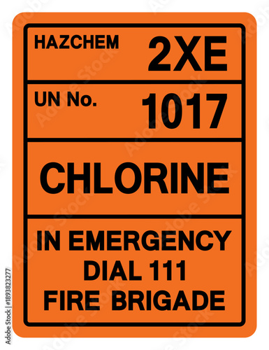 Hazard Chemical Chlorine UN 1017 Symbol Sign, Vector Illustration, Isolate On White Background, Label.EPS10