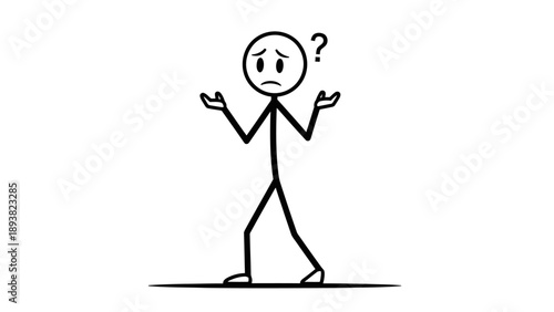 Stick figure with a puzzled expression and questioning gesture.