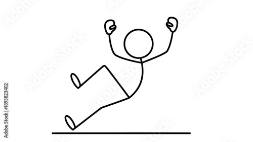 Simple line drawing of a person exercising with dumbbells.