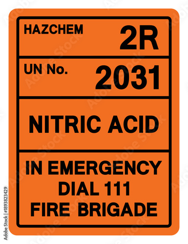 Hazard Chemical Nitric Acid UN 2031 Symbol Sign, Vector Illustration, Isolate On White Background, Label.EPS10