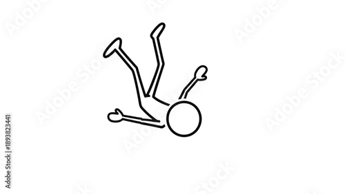 Simple line drawing of a person falling or slipping.