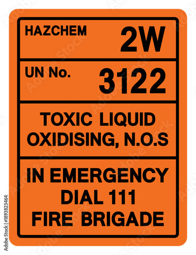 Hazard Chemical Toxic Liquid Oxidising UN 3122 Symbol Sign, Vector Illustration, Isolate On White Background, Label.EPS10