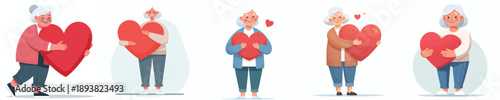vector of a grandmother hugging a heart symbol full of affection on valentine