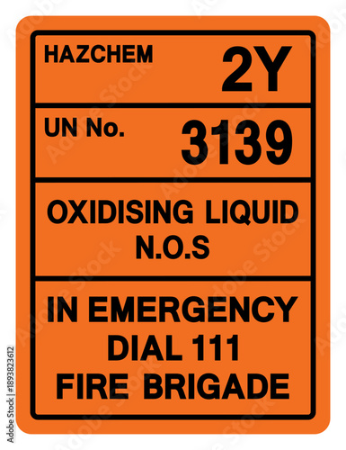 Oxidising Liquid UN 3139 Symbol Sign, Vector Illustration, Isolate On White Background, Label.EPS10