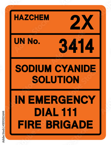 Hazard Chemical Sodium Cyanide Solution UN 3414 Symbol Sign, Vector Illustration, Isolate On White Background, Label.EPS10