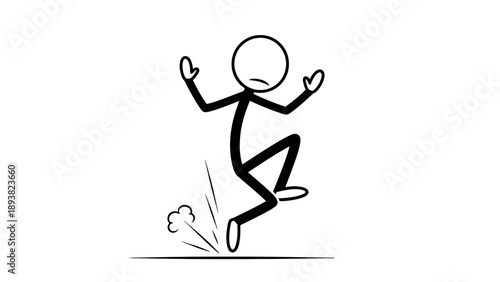 Stick figure person running with dynamic motion.