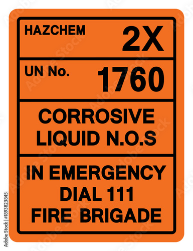 Hazard Chemical Corrosive Liquid UN 1760 Symbol Sign, Vector Illustration, Isolate On White Background, Label.EPS10