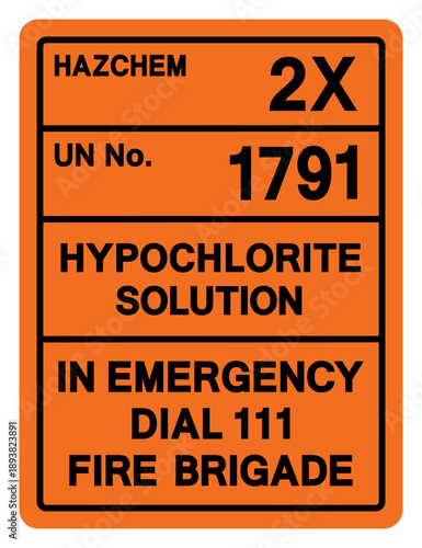 Hazard Chemical Hypochlorite Solution UN 1791 Symbol Sign, Vector Illustration, Isolate On White Background, Label.EPS10
