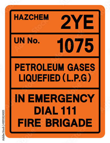Hazard Chemical Petroleum Gases Liquefied LPG UN 1075 Symbol Sign, Vector Illustration, Isolate On White Background, Label.EPS10