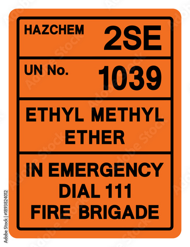 Hazard Chemical Ethyl Methyl Ether UN 1039 Symbol Sign, Vector Illustration, Isolate On White Background, Label.EPS10