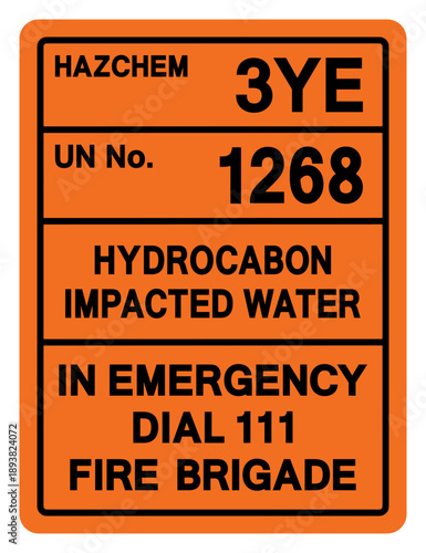 Hazard Chemical Hydrocabon Impacted Water UN 1268 Symbol Sign, Vector Illustration, Isolate On White Background, Label.EPS10