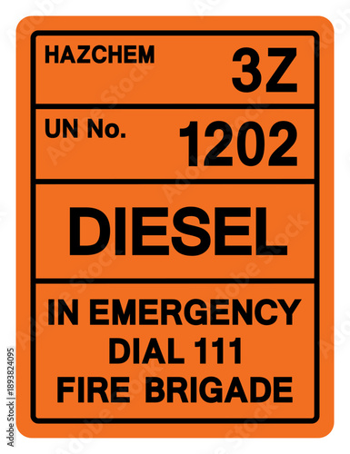Hazard Chemical Diesel UN 1202 Symbol Sign, Vector Illustration, Isolate On White Background, Label.EPS10