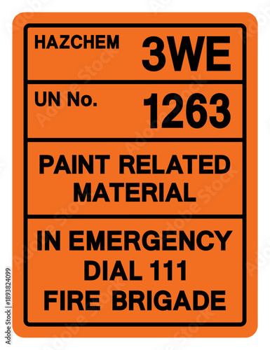 Hazard Chemical Paint Related Material UN 1263 Symbol Sign, Vector Illustration, Isolate On White Background, Label.EPS10