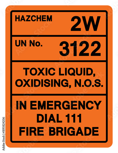 Hazard Chemical Toxic Liquid, Oxidising, N.O.S. UN3122 Symbol Sign, Vector Illustration, Isolate On White Background, Label .EPS10