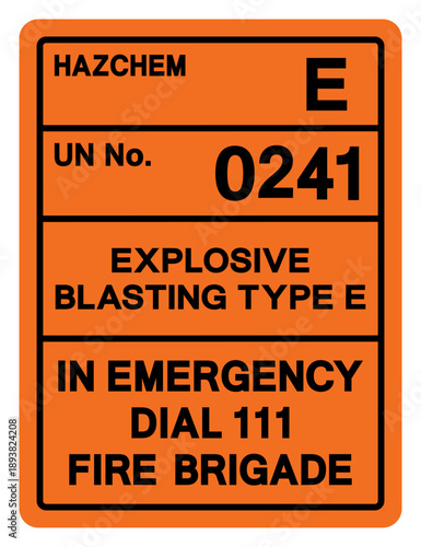 Explosive Blasting Type E UN0241 Symbol Sign, Vector Illustration, Isolate On White Background, Label .EPS10