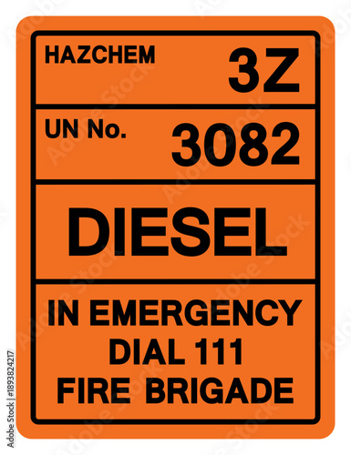 Hazard Chemical Diesel UN3802 Symbol Sign, Vector Illustration, Isolate On White Background, Label .EPS10