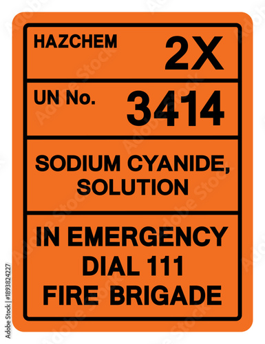 Hazard Chemical Sodium Cyyanide Sulution UN3414 Symbol Sign, Vector Illustration, Isolate On White Background, Label .EPS10