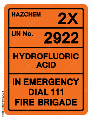Hazard Chemical Hydrofluoric Acid UN2922 Symbol Sign, Vector Illustration, Isolate On White Background, Label .EPS10