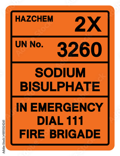 Hazard Chemical Sodium Bisulphate UN3260 Symbol Sign, Vector Illustration, Isolate On White Background, Label .EPS10
