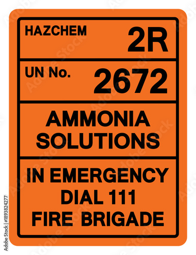 Hazard Chemical Ammonia Solutions UN2672 Symbol Sign, Vector Illustration, Isolate On White Background, Label .EPS10