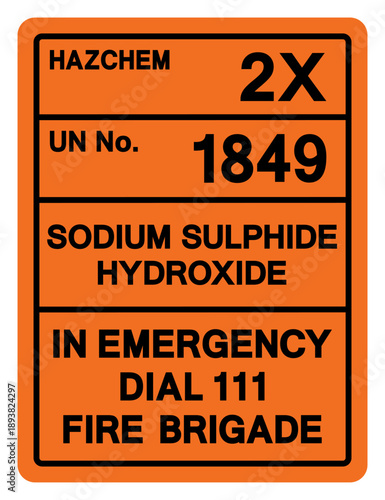 Hazard Chemical Sodium Sulphide Hydroxide UN1849 Symbol Sign, Vector Illustration, Isolate On White Background, Label .EPS10