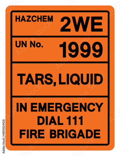 Hazard Chemical Tars, Liquid UN1999 Symbol Sign, Vector Illustration, Isolate On White Background, Label .EPS10