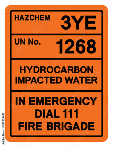 Hazard Chemical Hydrocarbon Impacted Water UN1268 Symbol Sign, Vector Illustration, Isolate On White Background, Label .EPS10