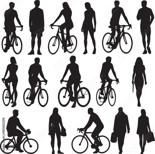 silhouettes of cyclist