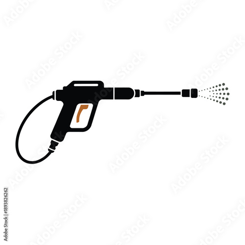 Simple black silhouette of a pressure washer spraying water