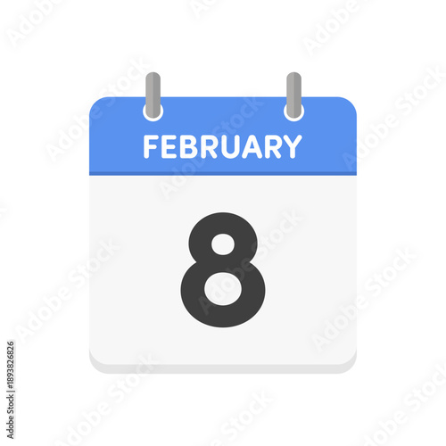 2月8日･FEBRUARY 8th の日めくりカレンダーアイコン -  2/8のシンプルな暦