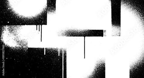 Abstract Spray Paint Splatter and Drips on Black Background.