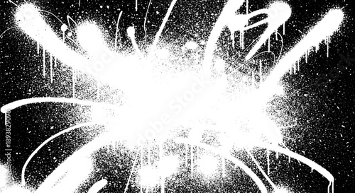 Dynamic white paint splatter explosion on a dark background.