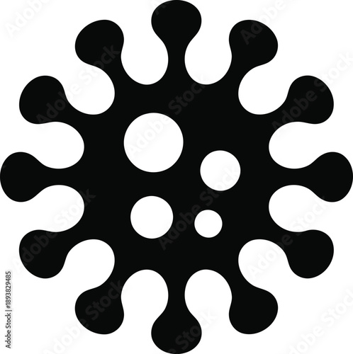 Monochromatic black silhouette symbol depicting a microscopic virus or bacterial organism