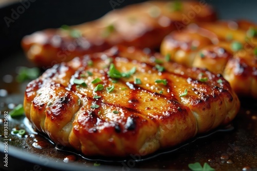 Close-up shot of seasoned ranch-style meat, sizzling on a hot skillet Juicy, flavorful, and ready to be served Perfect for grilling, tacos, or a hearty meal , ingredient, cuisine, grilling