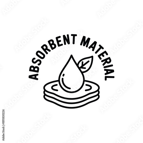 Absorbent material logo with water drop and leaf on stack