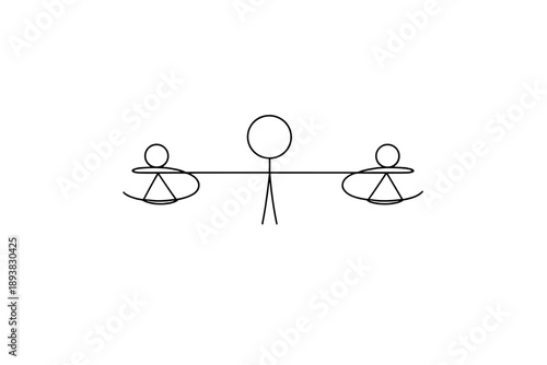 Balance symbol. Minimalistic one-line drawing abstract balanced form with mirrored elements expressing