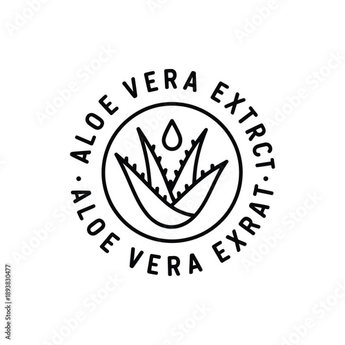 Aloe vera extract logo with plant leaf and droplet illustration