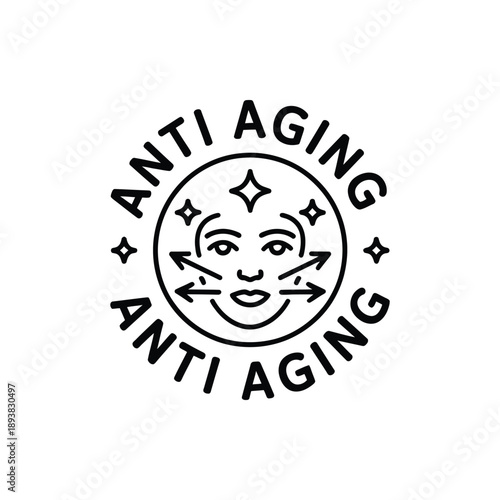 Anti aging skincare concept with face and arrows  beauty and wellness symbol