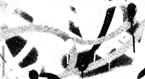 Abstract black and white spray paint graffiti texture background.