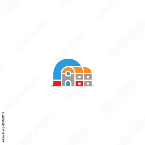 Magnet construction of a residential building logo design.