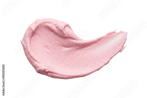 Pink cream texture swatch isolated. Cosmetic skincare sample.