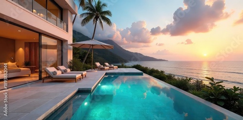 Luxurious villa holiday home with private pool and stunning ocean views Perfect for a relaxing getaway or family vacation Enjoy the outdoor patio and breathtaking sunsets , beautiful, family