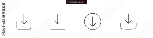 Download icon arrow down symbol. Download button. Download files icons collection . save, import line icon