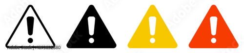 warning danger icon. Caution alarm alert set, triangle warn sign , attention vector icon, red yellow black color