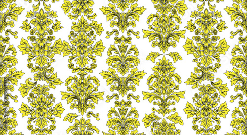 Seamless green leaf floral pattern with natural foliage design for wallpaper fabric and decorative backgrounds