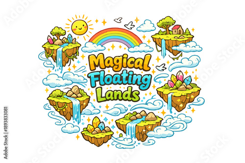 Magical Floating Lands. Magical Floating Lands. Hand-drawn doodle illustration of Magical Floating Lands.